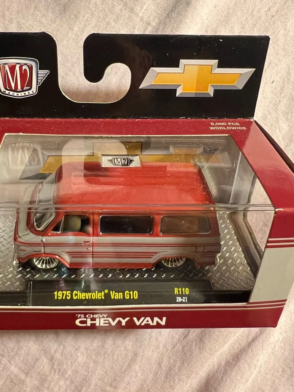 Machine 1975 Chevy Van G10 Die-Cast Toy - Orange and Silver Stripe